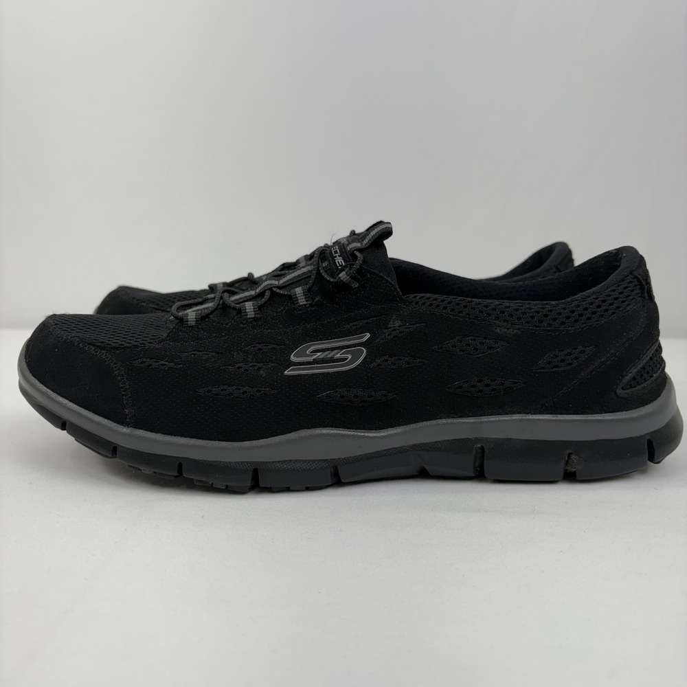 Skechers Gratis Going Places Black Memory Foam Bungee Slip On Sneakers Womens 11